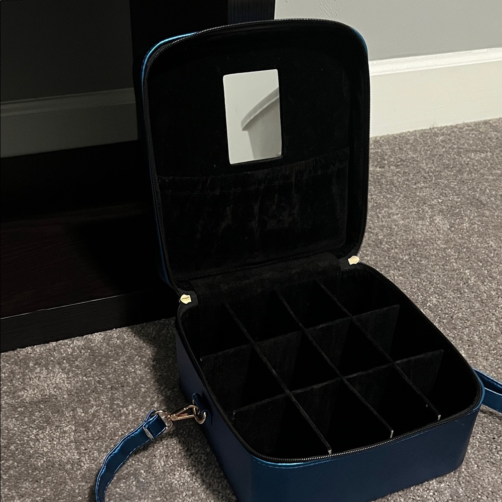 Metallic Blue Liquid Lipstick/marker Organizer with Mirror (Great for LipSense)